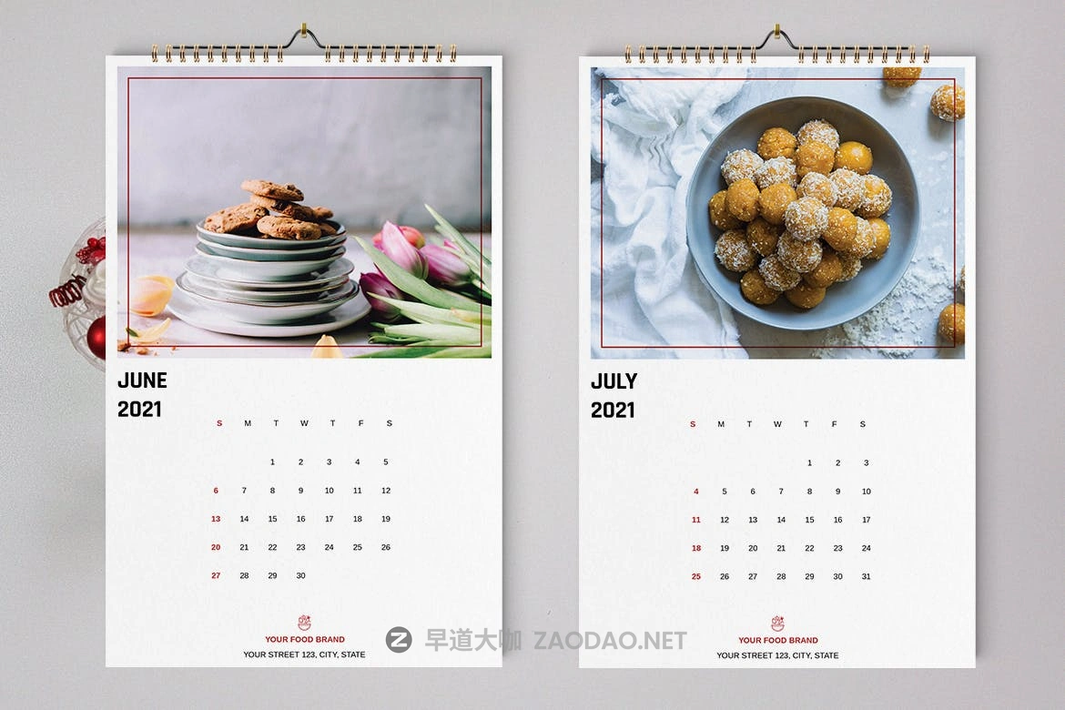 2021新年食物美食主题挂历日历设计INDD模板素材 Food Wall Calendar Template 2021插图5 2021新年食物美食主题挂历日历设计INDD模板素材 Food Wall Calendar Template 2021插图5