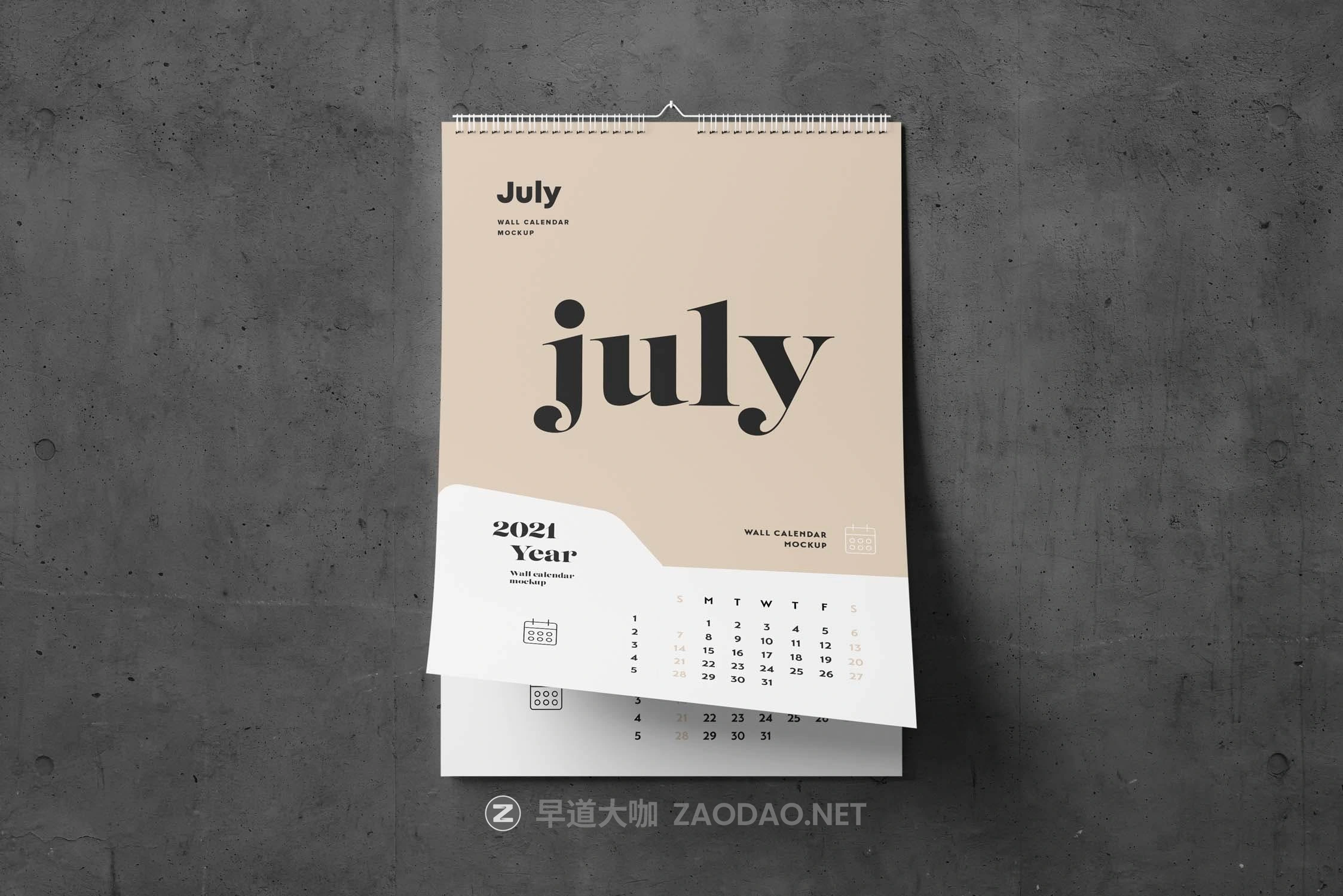 高品质2021新年台历日历挂历设计VI样机展示模型 Wall Calendar Mockup V1插图6 高品质2021新年台历日历挂历设计VI样机展示模型 Wall Calendar Mockup V1插图6