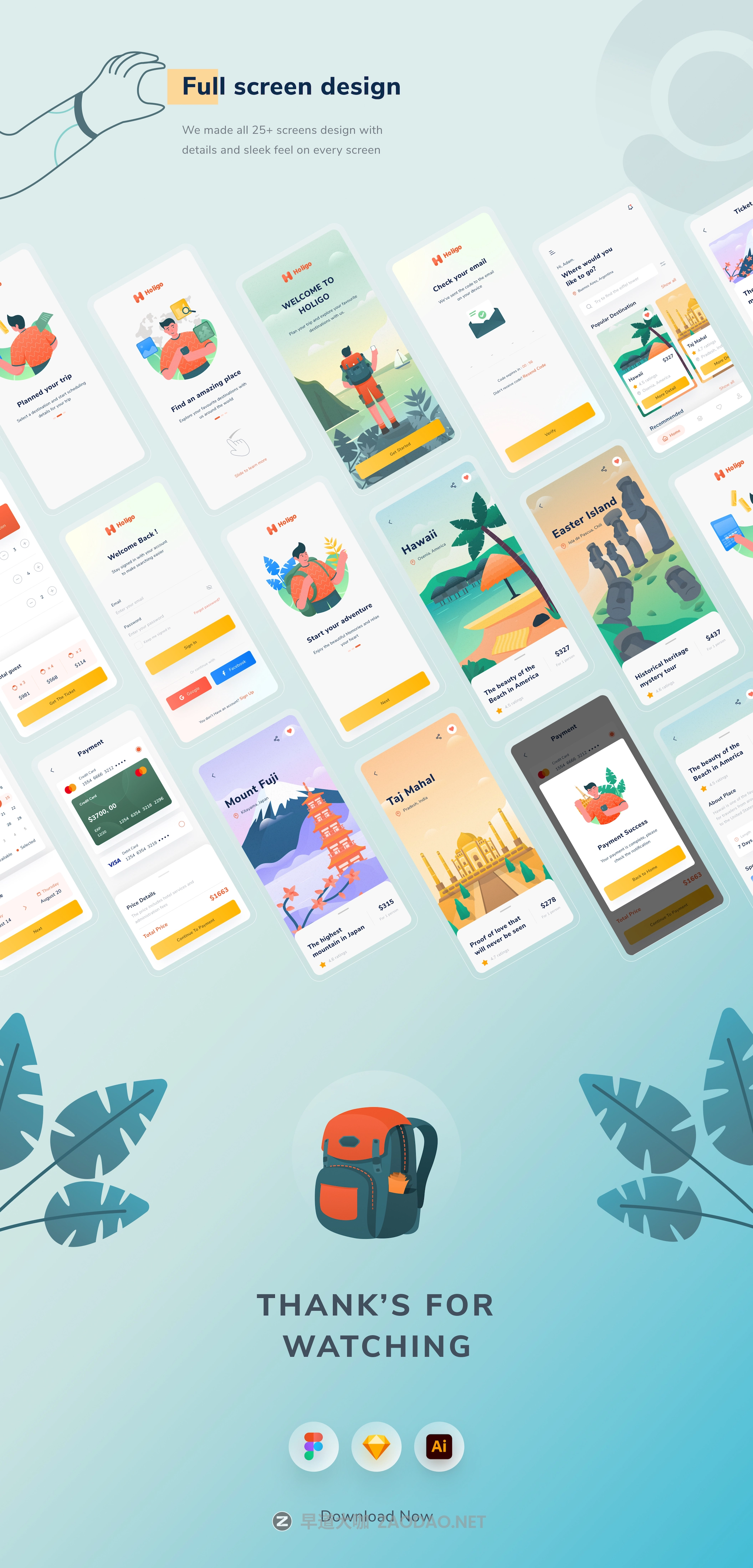 现代时尚旅行主题APP应用程序界面设计UI套件 Holigo Mobile Ui Kits插图5 现代时尚旅行主题APP应用程序界面设计UI套件 Holigo Mobile Ui Kits插图5