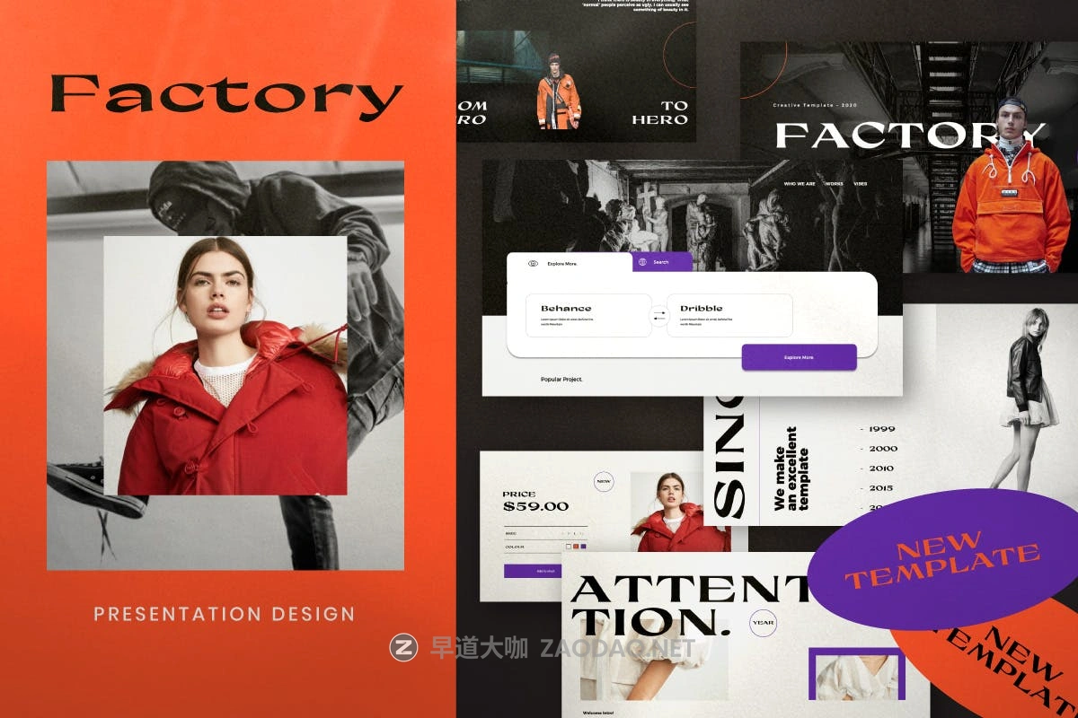 时尚潮流服装摄影作品集幻灯片设计模板 Factory – Urban Fashion Powerpoint Templates插图8 时尚潮流服装摄影作品集幻灯片设计模板 Factory – Urban Fashion Powerpoint Templates插图8