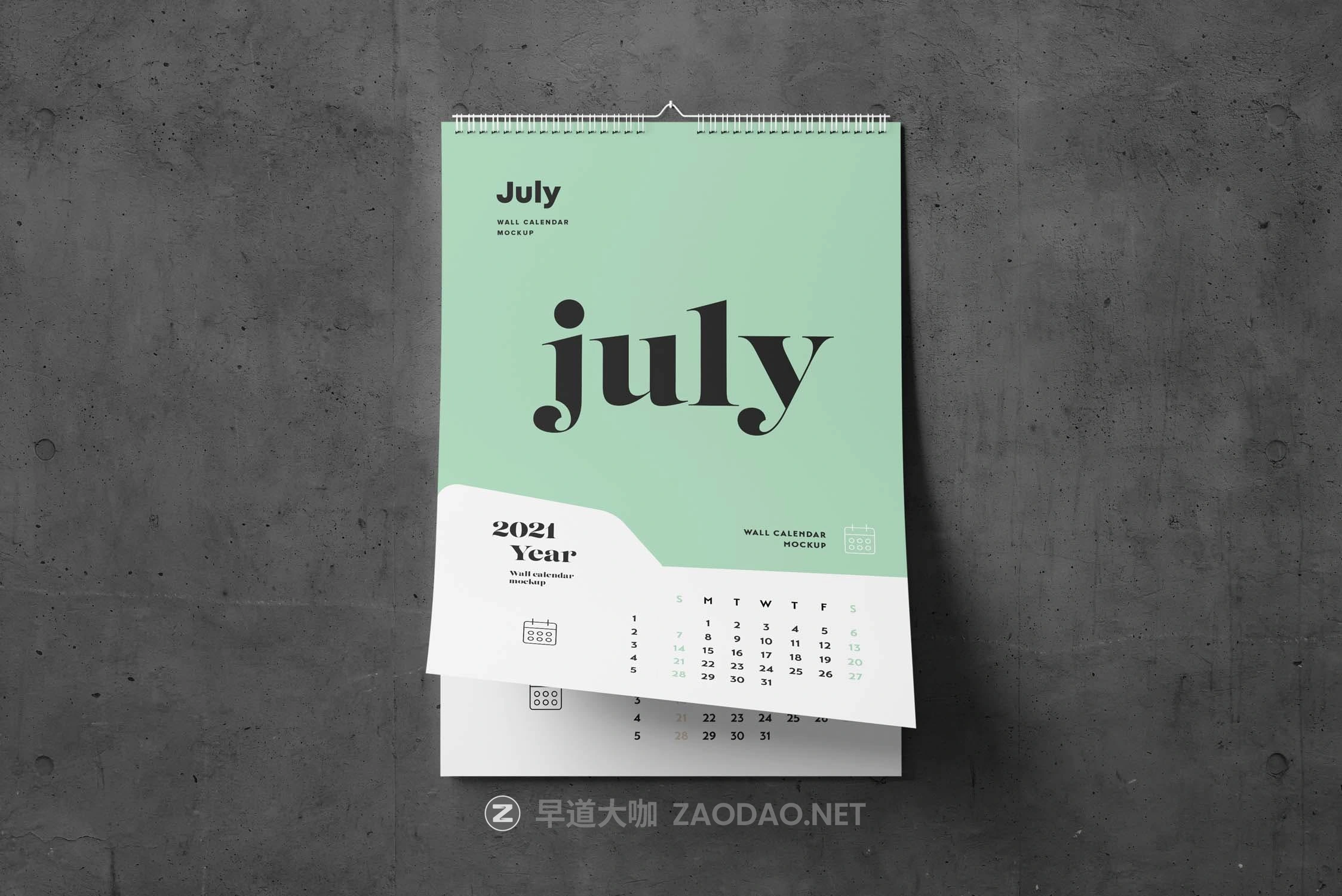 高品质2021新年台历日历挂历设计VI样机展示模型 Wall Calendar Mockup V1插图7 高品质2021新年台历日历挂历设计VI样机展示模型 Wall Calendar Mockup V1插图7
