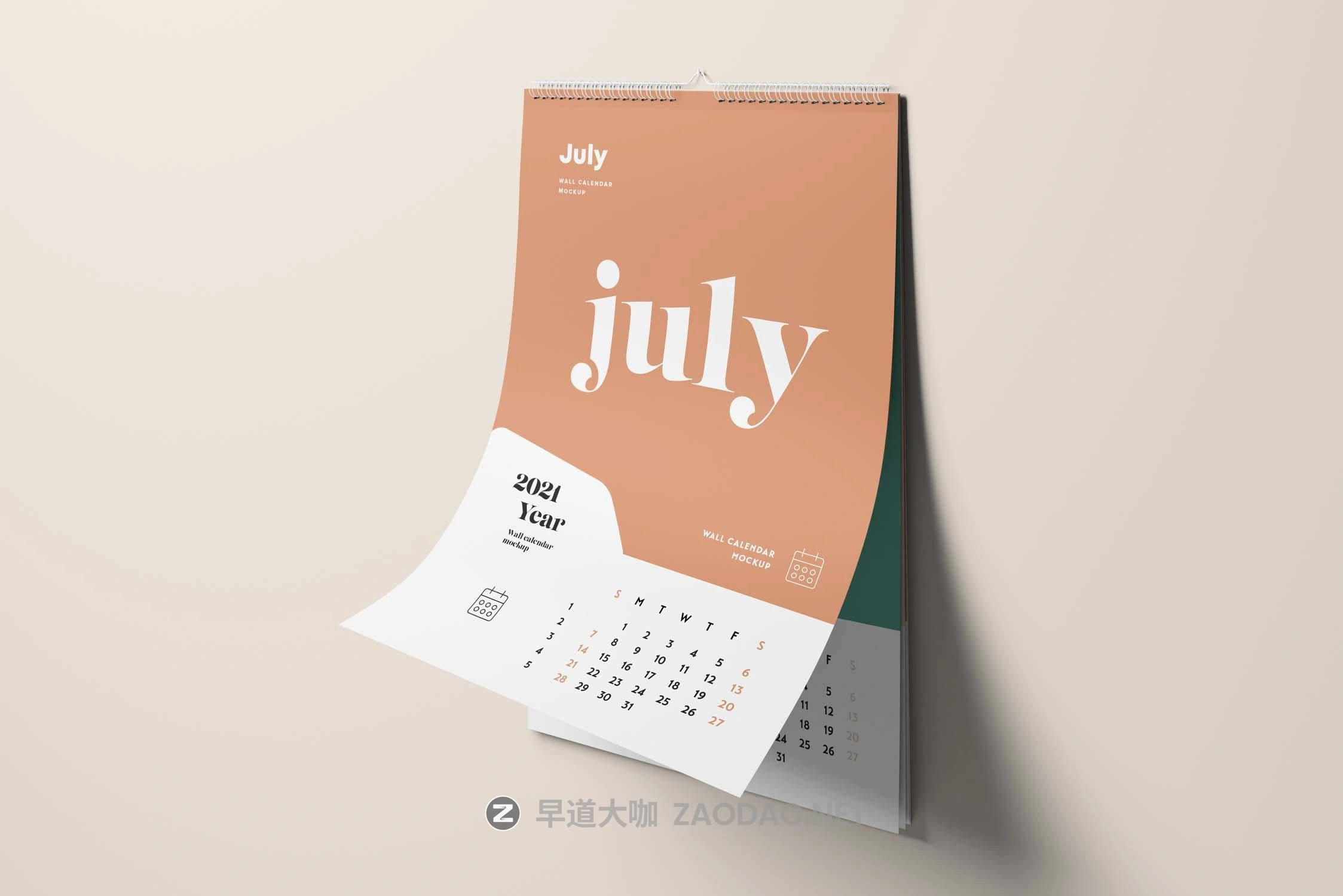 高品质2021新年台历日历挂历设计VI样机展示模型 Wall Calendar Mockup V1插图8 高品质2021新年台历日历挂历设计VI样机展示模型 Wall Calendar Mockup V1插图8