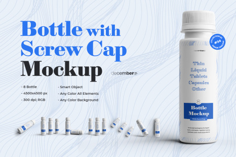 8款药物化妆品塑料瓶外观设计PS贴图样机模板 8 Narrow Plastic Bottle Mockups
