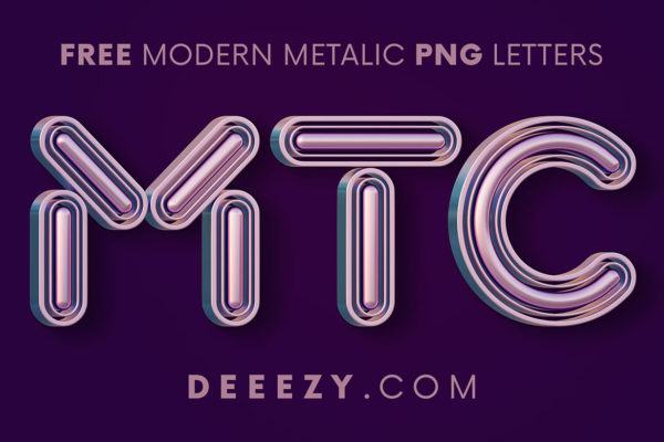 26款镀铬金属光泽3D渲染大写英文字母PNG透明图片设计素材 Modern Metalic – 3D Lettering