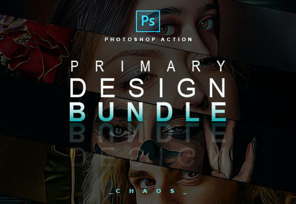 时尚故障油漆照片处理特效PS动作素材 Primary Design Bundle – Photoshop Actions