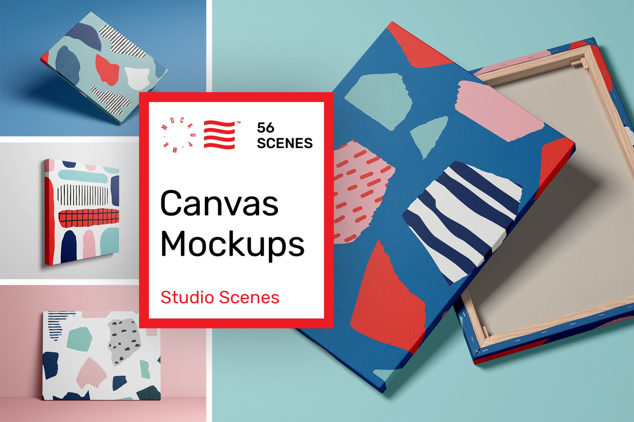 57款绘画艺术品画布相框展示样机PSD模板素材 Canvas Mockups – Studio Scenes插图