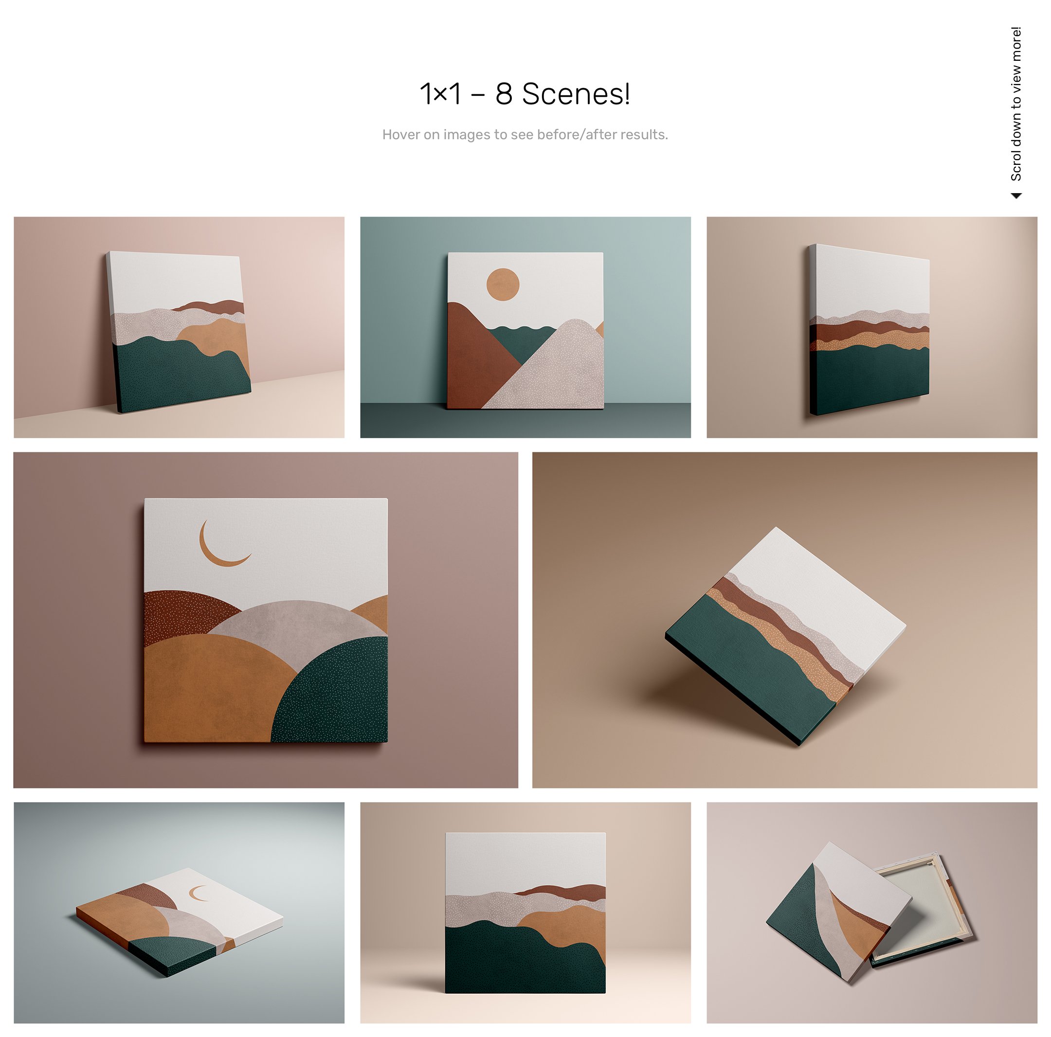 57款绘画艺术品画布相框展示样机PSD模板素材 Canvas Mockups – Studio Scenes插图2