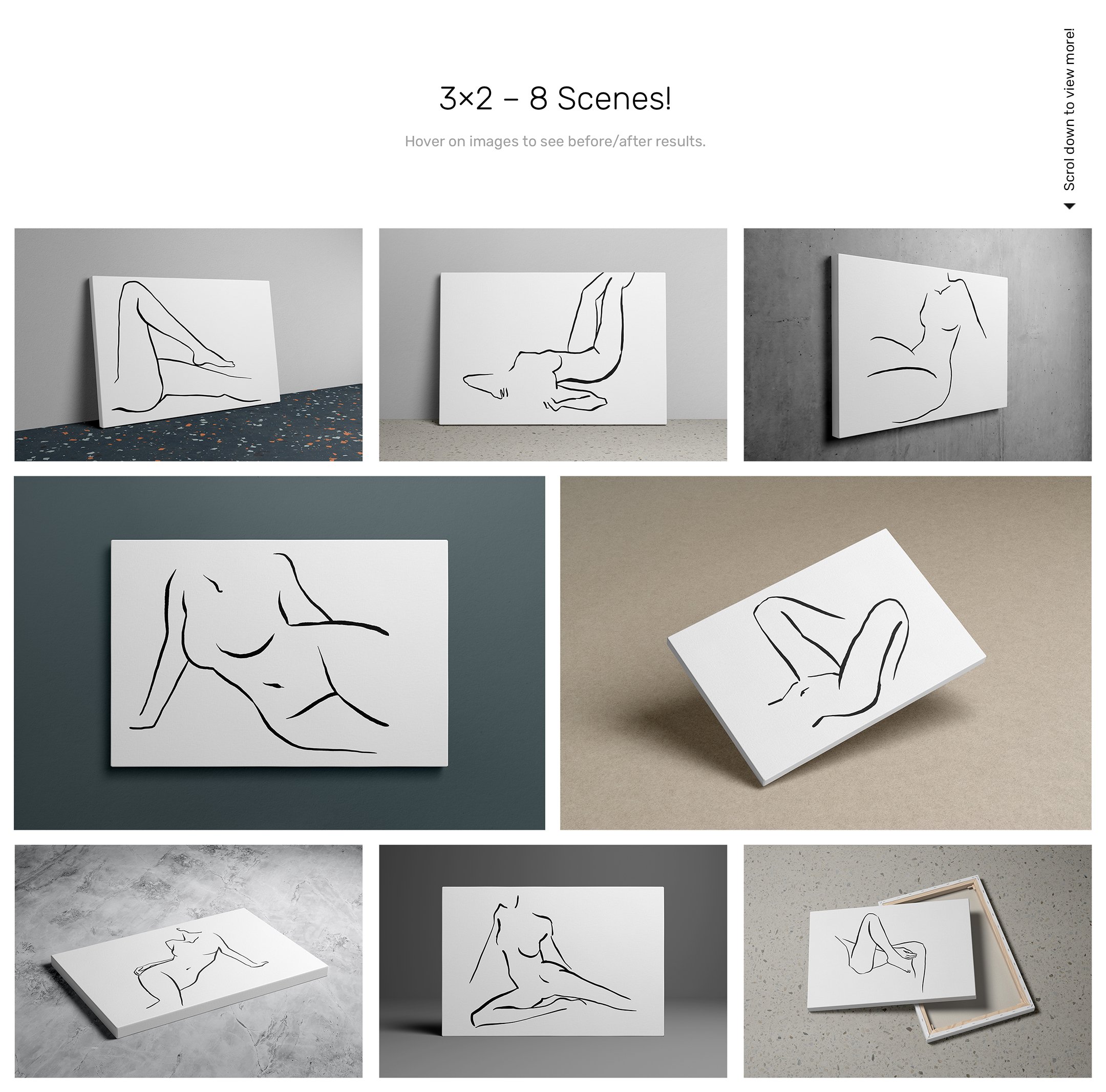 57款绘画艺术品画布相框展示样机PSD模板素材 Canvas Mockups – Studio Scenes插图3