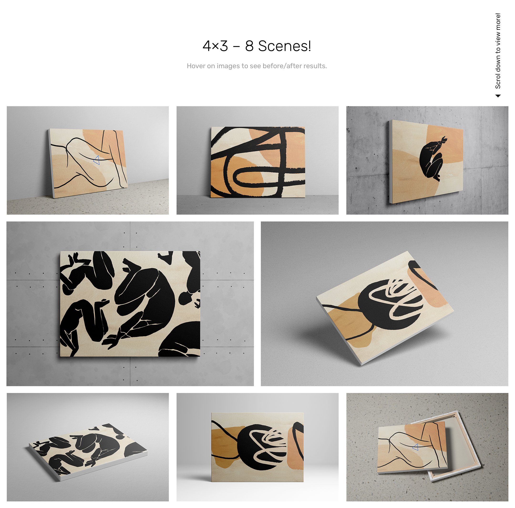 57款绘画艺术品画布相框展示样机PSD模板素材 Canvas Mockups – Studio Scenes插图5
