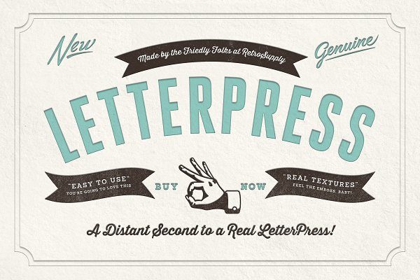 逼真凸版印刷效果PS笔刷设计素材 RetroSupply LetterPress