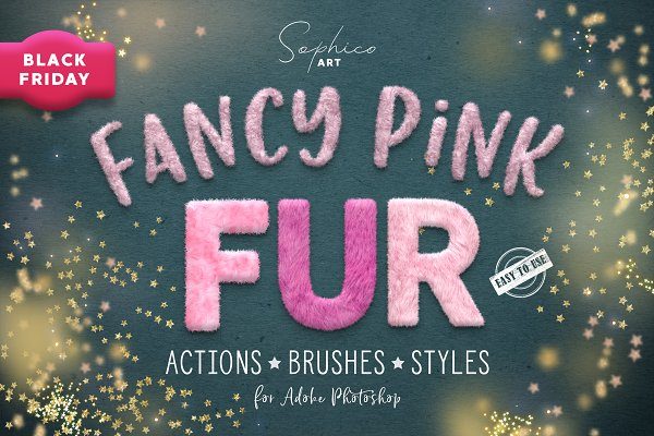 花式动物皮毛效果文字标题设计PS样式模板素材 Fanсy Pink Fur Photoshop Effect