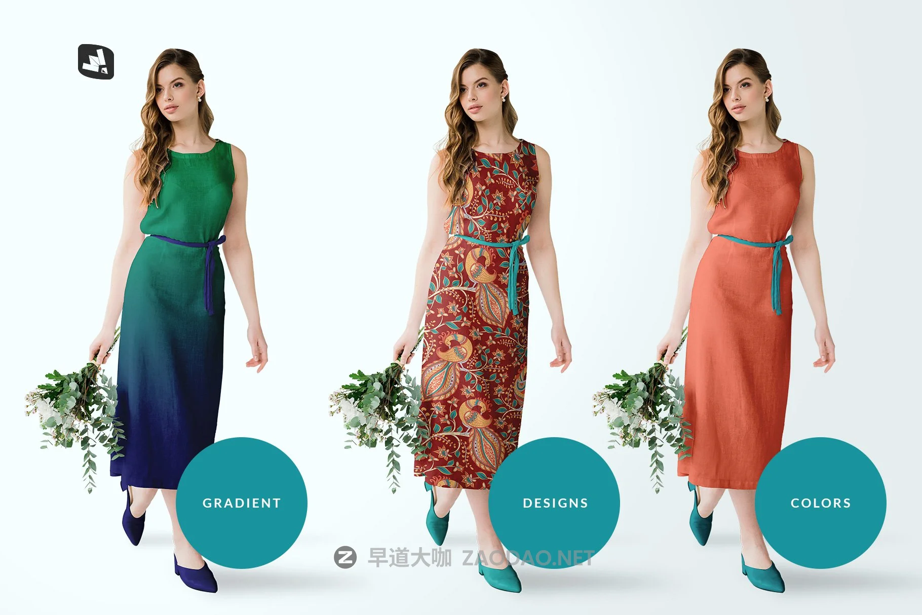 夏季女式棉质连衣裙印花图案设计展示样机模板 Female Cotton Summer Dress Mockup插图3 夏季女式棉质连衣裙印花图案设计展示样机模板 Female Cotton Summer Dress Mockup插图3