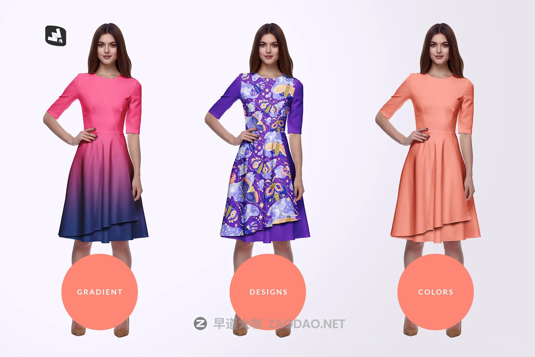 女式礼服连衣裙印花图案设计展示样机 Female Formal Dress Mockup插图3 女式礼服连衣裙印花图案设计展示样机 Female Formal Dress Mockup插图3