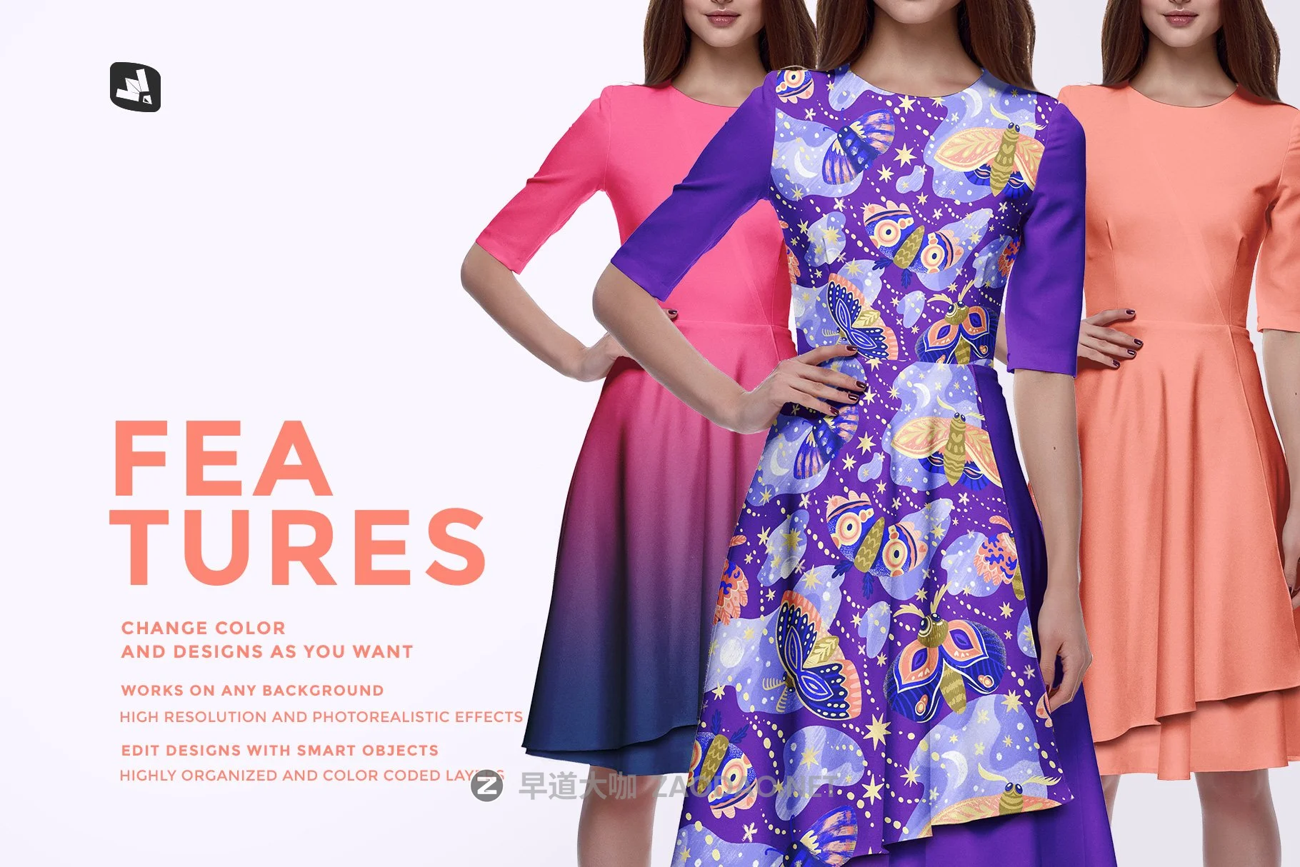 女式礼服连衣裙印花图案设计展示样机 Female Formal Dress Mockup插图6 女式礼服连衣裙印花图案设计展示样机 Female Formal Dress Mockup插图6