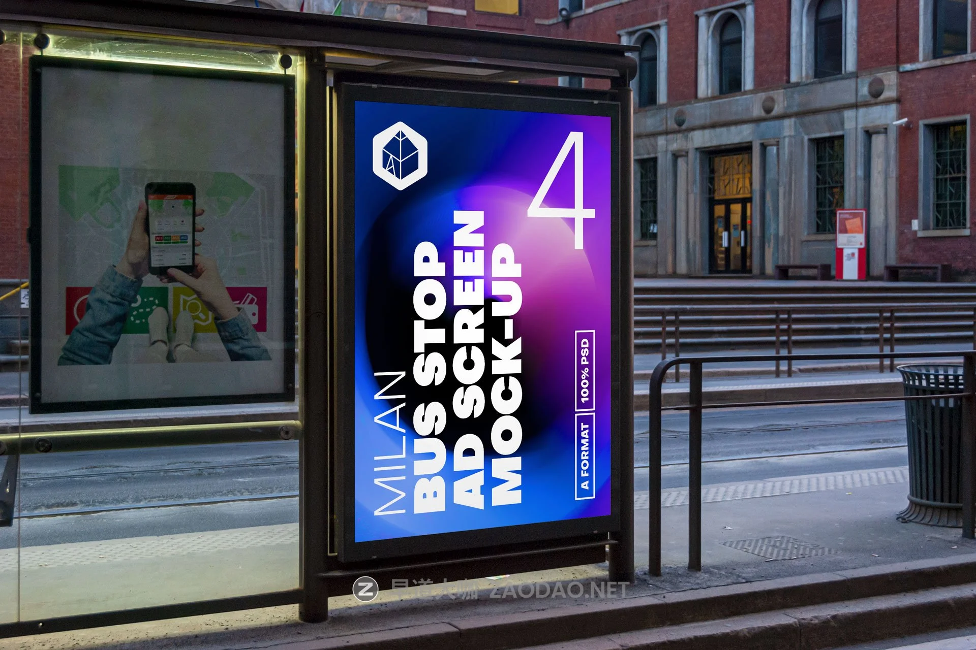 21个城市车站广告牌灯箱设计展示贴图样机模板合集 Milan BusStop Ad Screen Mockups Set插图4 21个城市车站广告牌灯箱设计展示贴图样机模板合集 Milan BusStop Ad Screen Mockups Set插图4