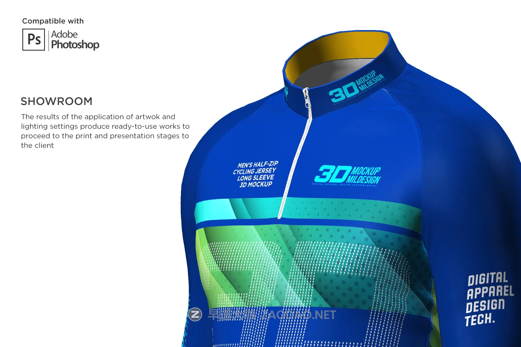 3D男士骑行服装印花图案设计展示贴图样机 3D Mens Cycling Jersey Half-zip LS插图5 3D男士骑行服装印花图案设计展示贴图样机 3D Mens Cycling Jersey Half-zip LS插图5