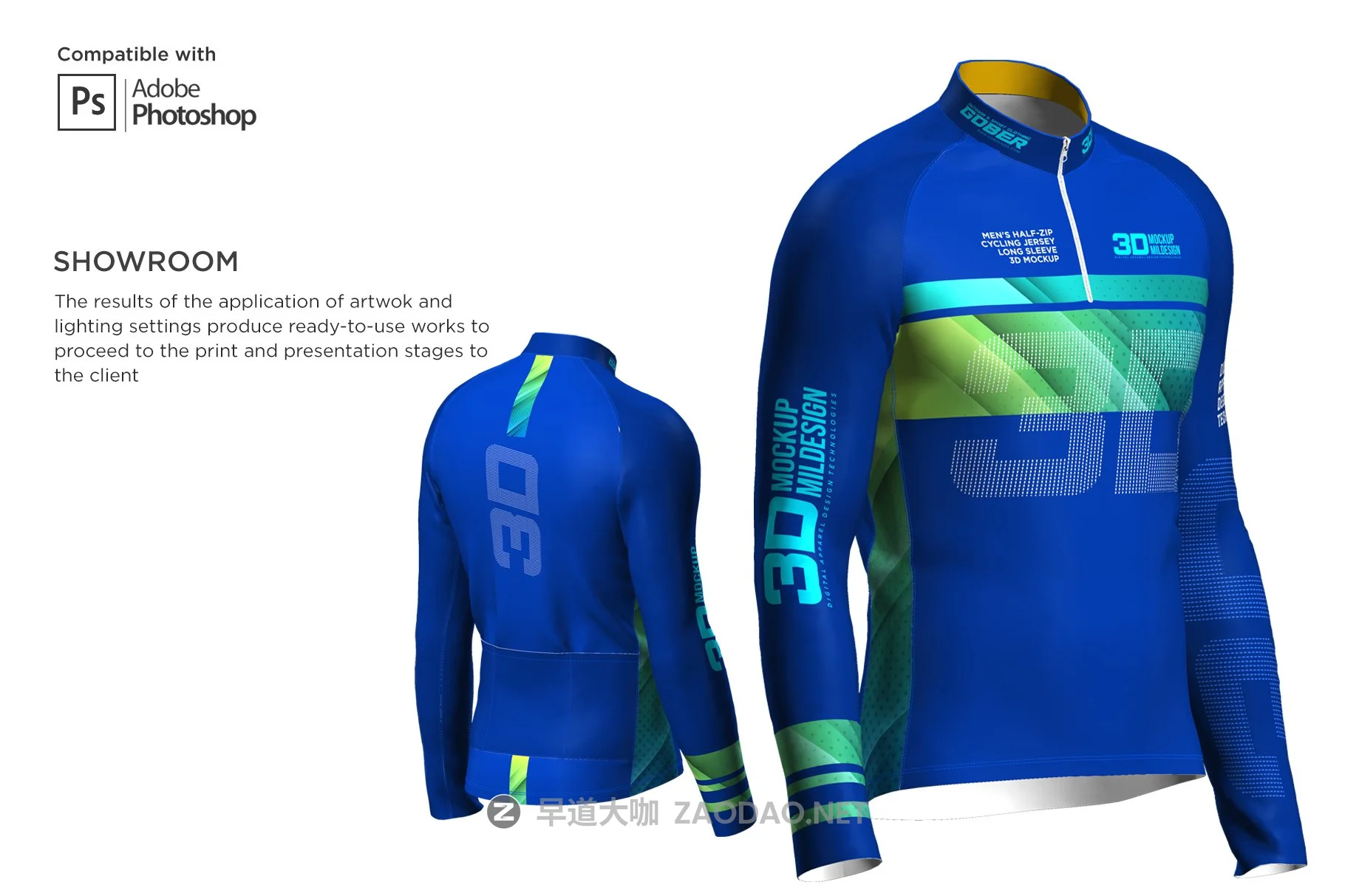 3D男士骑行服装印花图案设计展示贴图样机 3D Mens Cycling Jersey Half-zip LS插图7 3D男士骑行服装印花图案设计展示贴图样机 3D Mens Cycling Jersey Half-zip LS插图7
