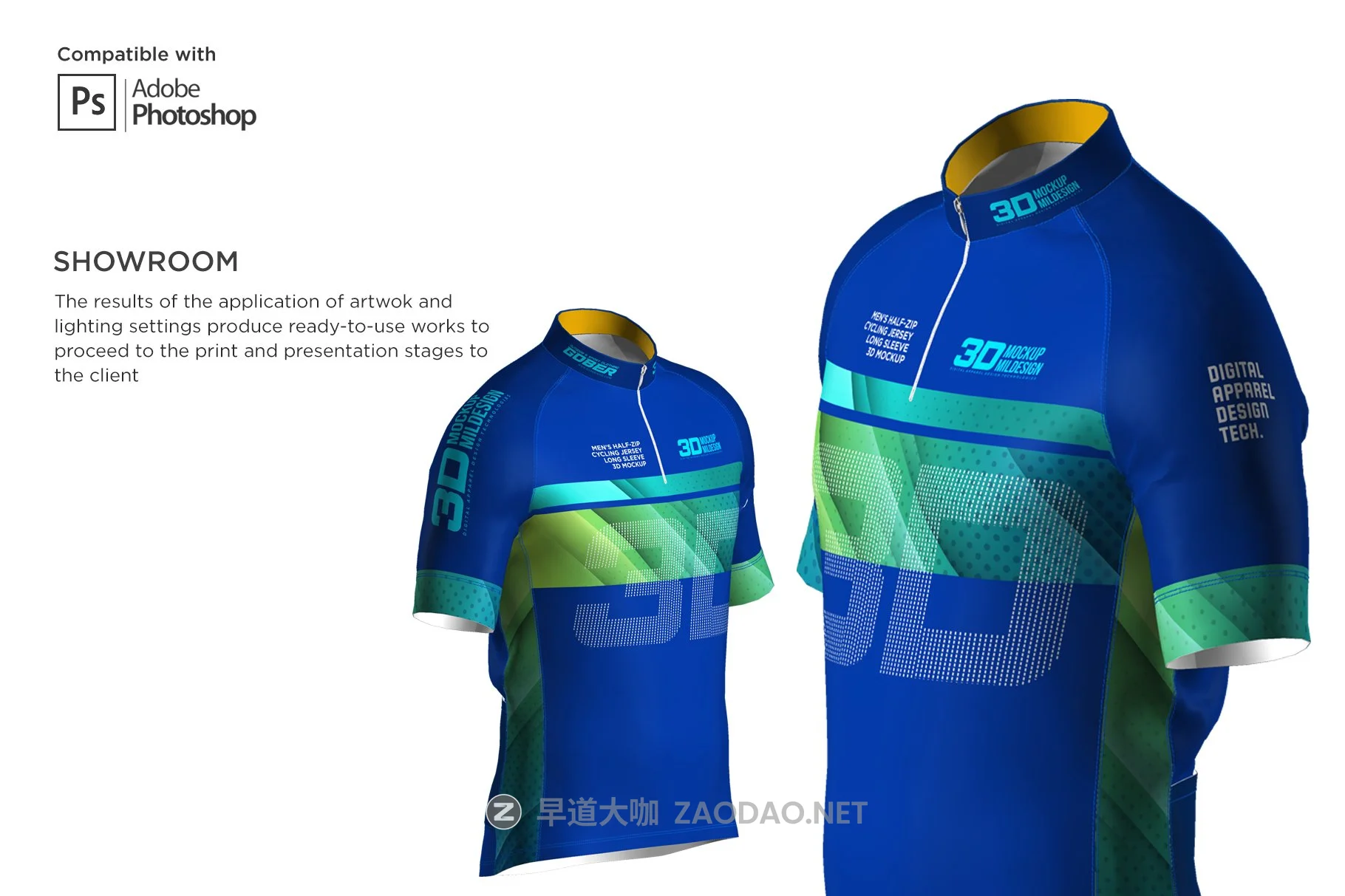 3D男士骑行服装印花图案设计展示贴图样机 3D Mens Cycling Jersey Half-zip LS插图8 3D男士骑行服装印花图案设计展示贴图样机 3D Mens Cycling Jersey Half-zip LS插图8