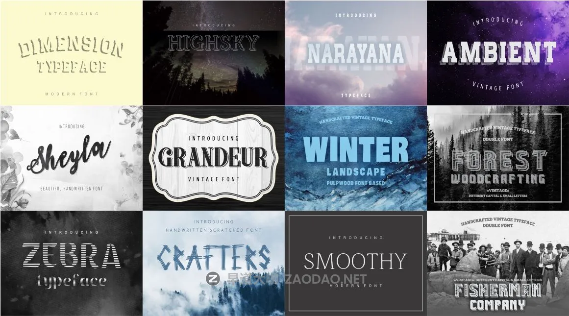 50款复古海报杂志标题Logo文字设计英文字体素材套装 Stunning Bundle Unique Collection插图1 50款复古海报杂志标题Logo文字设计英文字体素材套装 Stunning Bundle Unique Collection插图1