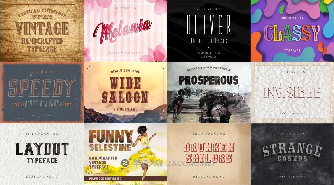 50款复古海报杂志标题Logo文字设计英文字体素材套装 Stunning Bundle Unique Collection插图2 50款复古海报杂志标题Logo文字设计英文字体素材套装 Stunning Bundle Unique Collection插图2