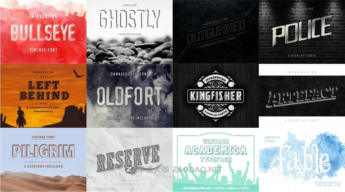 50款复古海报杂志标题Logo文字设计英文字体素材套装 Stunning Bundle Unique Collection插图3 50款复古海报杂志标题Logo文字设计英文字体素材套装 Stunning Bundle Unique Collection插图3