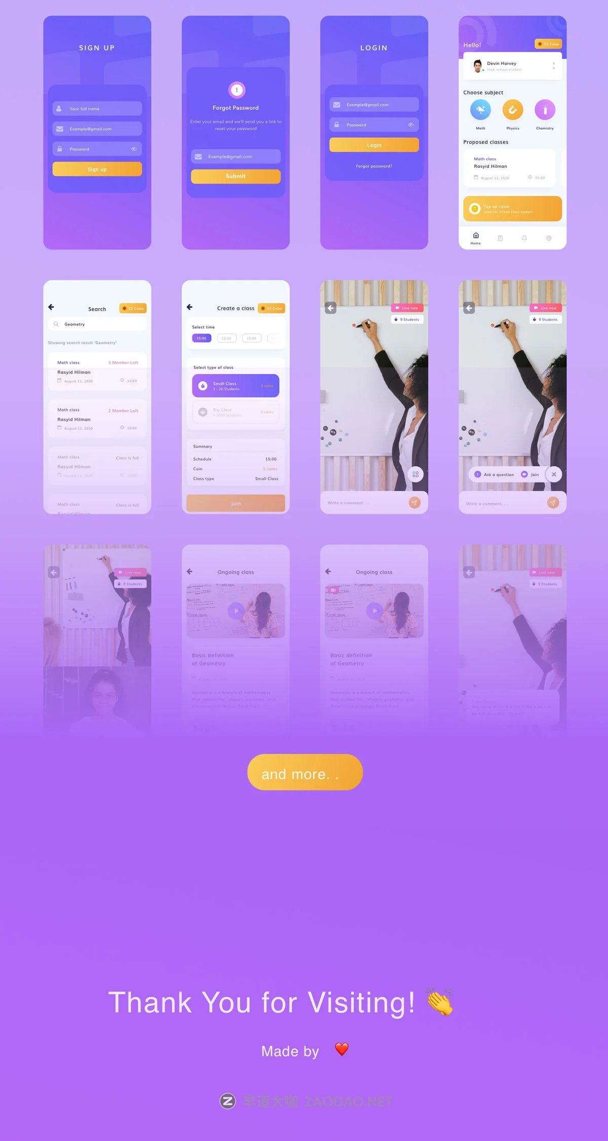 在线课程教育学习平台APP应用界面设计UI套件 YOKSINAU – Online Class Platform KIT插图2 在线课程教育学习平台APP应用界面设计UI套件 YOKSINAU – Online Class Platform KIT插图2