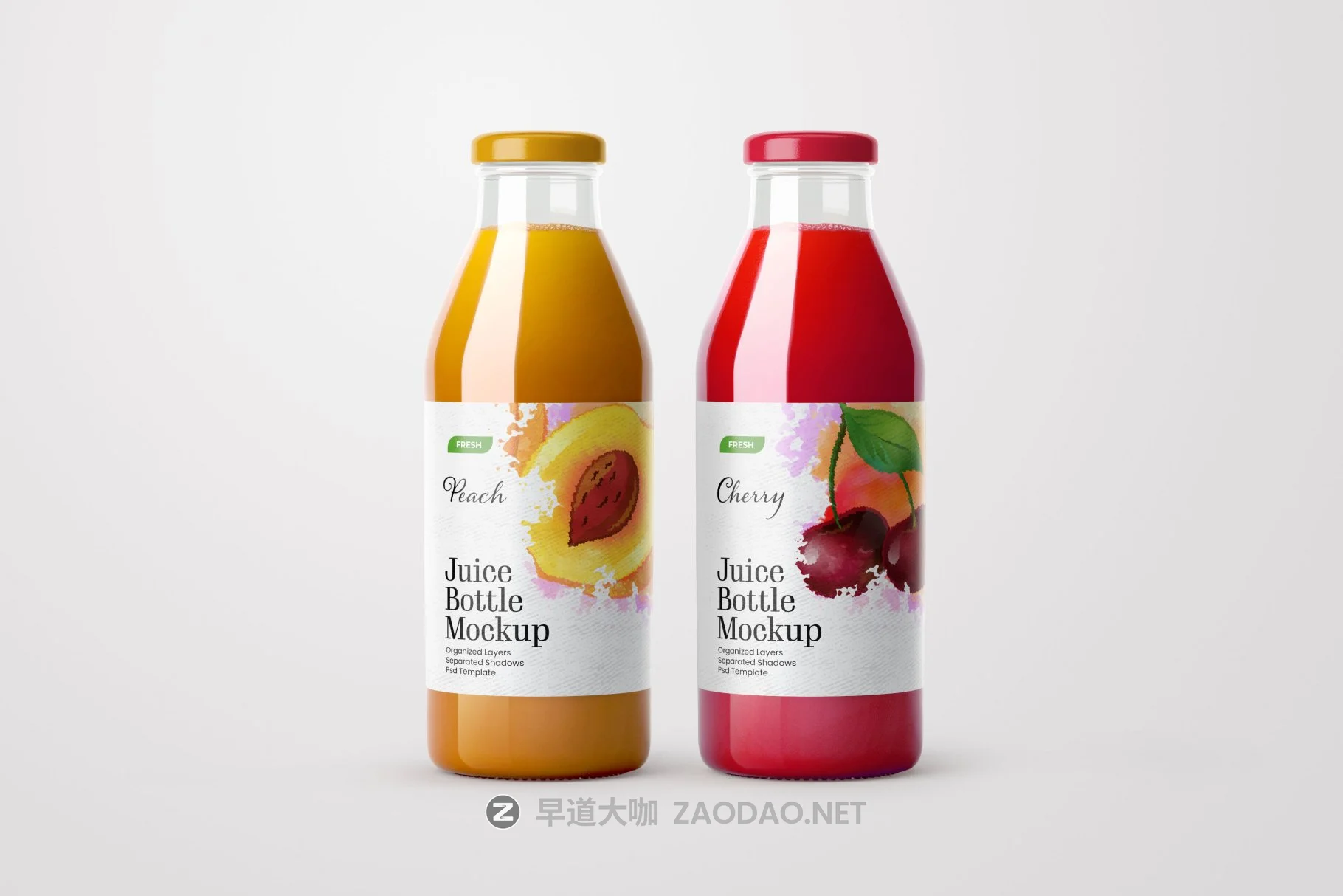 时尚透明果汁饮料玻璃瓶标签设计展示样机合集 Juice Bottle Mockup Set插图3 时尚透明果汁饮料玻璃瓶标签设计展示样机合集 Juice Bottle Mockup Set插图3