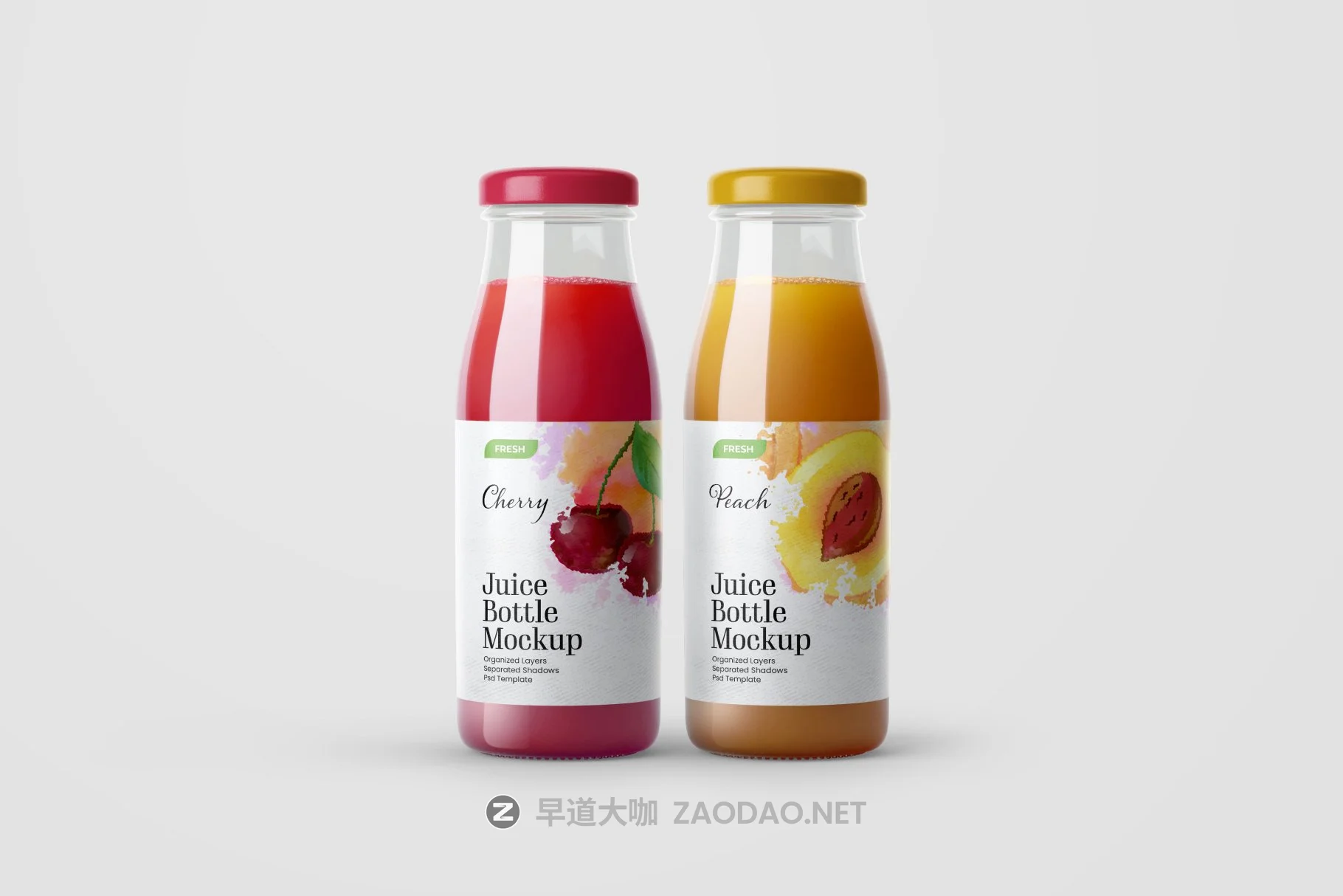 时尚透明果汁饮料玻璃瓶标签设计展示样机合集 Juice Bottle Mockup Set插图5 时尚透明果汁饮料玻璃瓶标签设计展示样机合集 Juice Bottle Mockup Set插图5