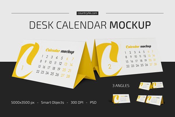 简约台历日历设计展示贴图样机合集 Desk Calendar v02 Mockup Set