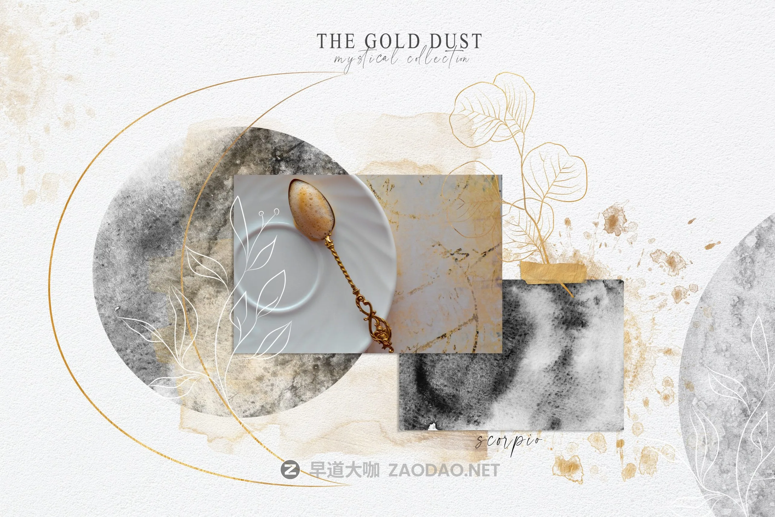 180款优雅水墨水彩金粉金色花卉树木动物线条背景图案图片设计素材 Watercolor The Gold Dust Collection插图1 180款优雅水墨水彩金粉金色花卉树木动物线条背景图案图片设计素材 Watercolor The Gold Dust Collection插图1