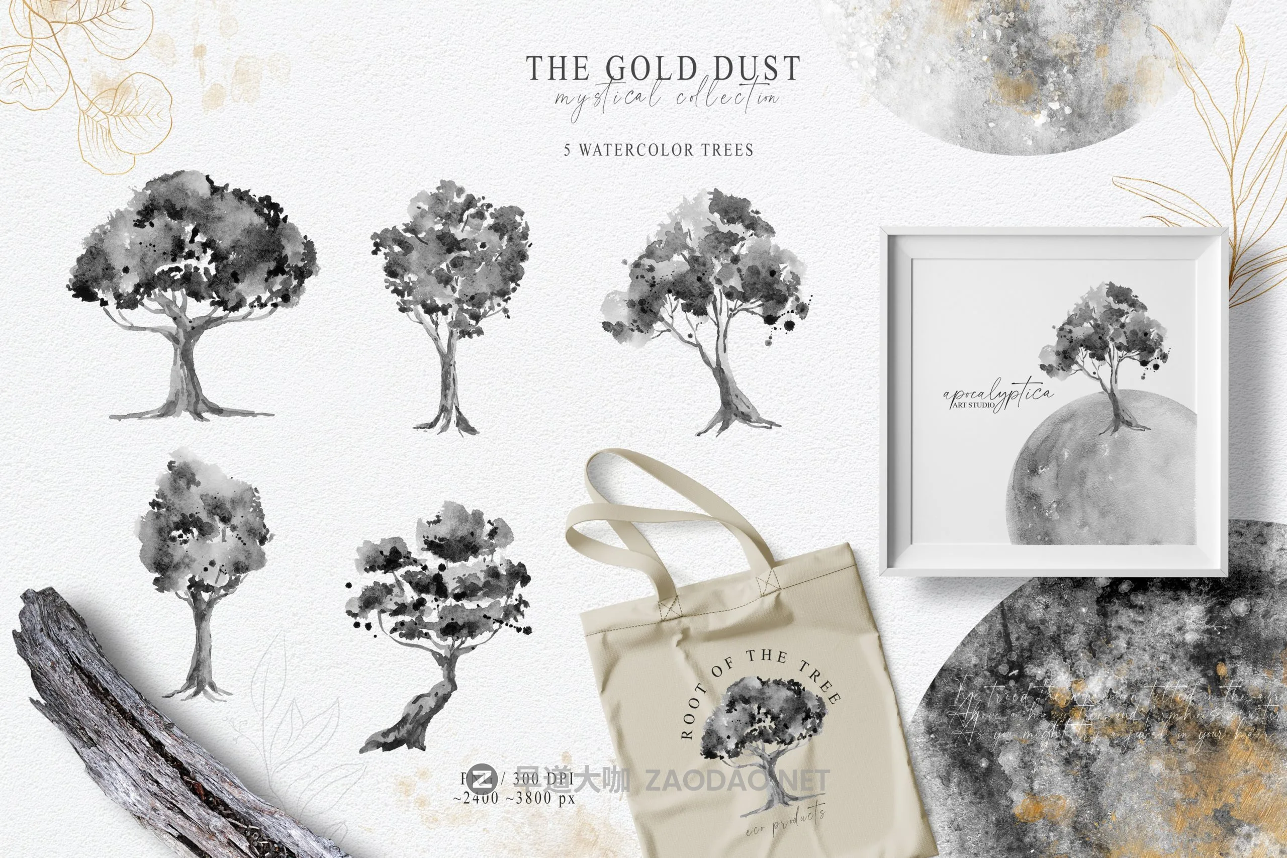 180款优雅水墨水彩金粉金色花卉树木动物线条背景图案图片设计素材 Watercolor The Gold Dust Collection插图10 180款优雅水墨水彩金粉金色花卉树木动物线条背景图案图片设计素材 Watercolor The Gold Dust Collection插图10