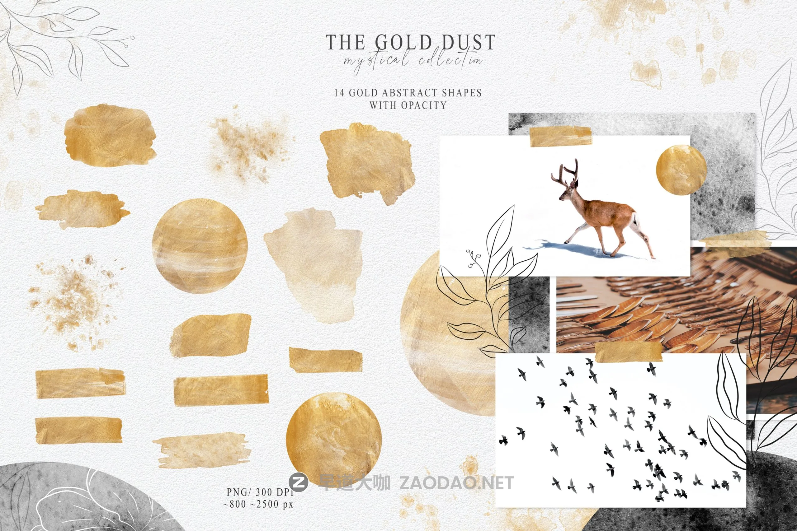 180款优雅水墨水彩金粉金色花卉树木动物线条背景图案图片设计素材 Watercolor The Gold Dust Collection插图12 180款优雅水墨水彩金粉金色花卉树木动物线条背景图案图片设计素材 Watercolor The Gold Dust Collection插图12