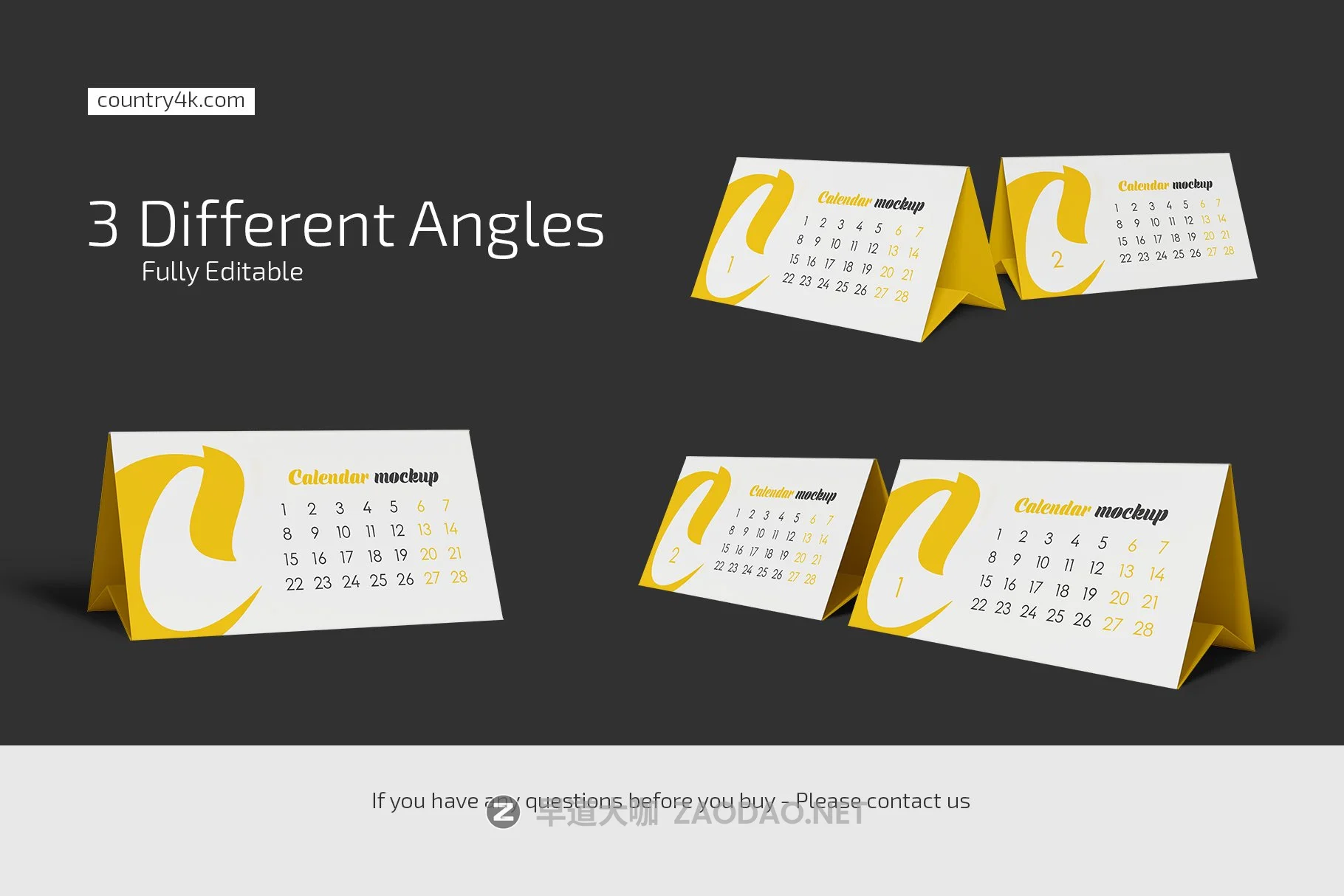 简约台历日历设计展示贴图样机合集 Desk Calendar v02 Mockup Set插图3 简约台历日历设计展示贴图样机合集 Desk Calendar v02 Mockup Set插图3