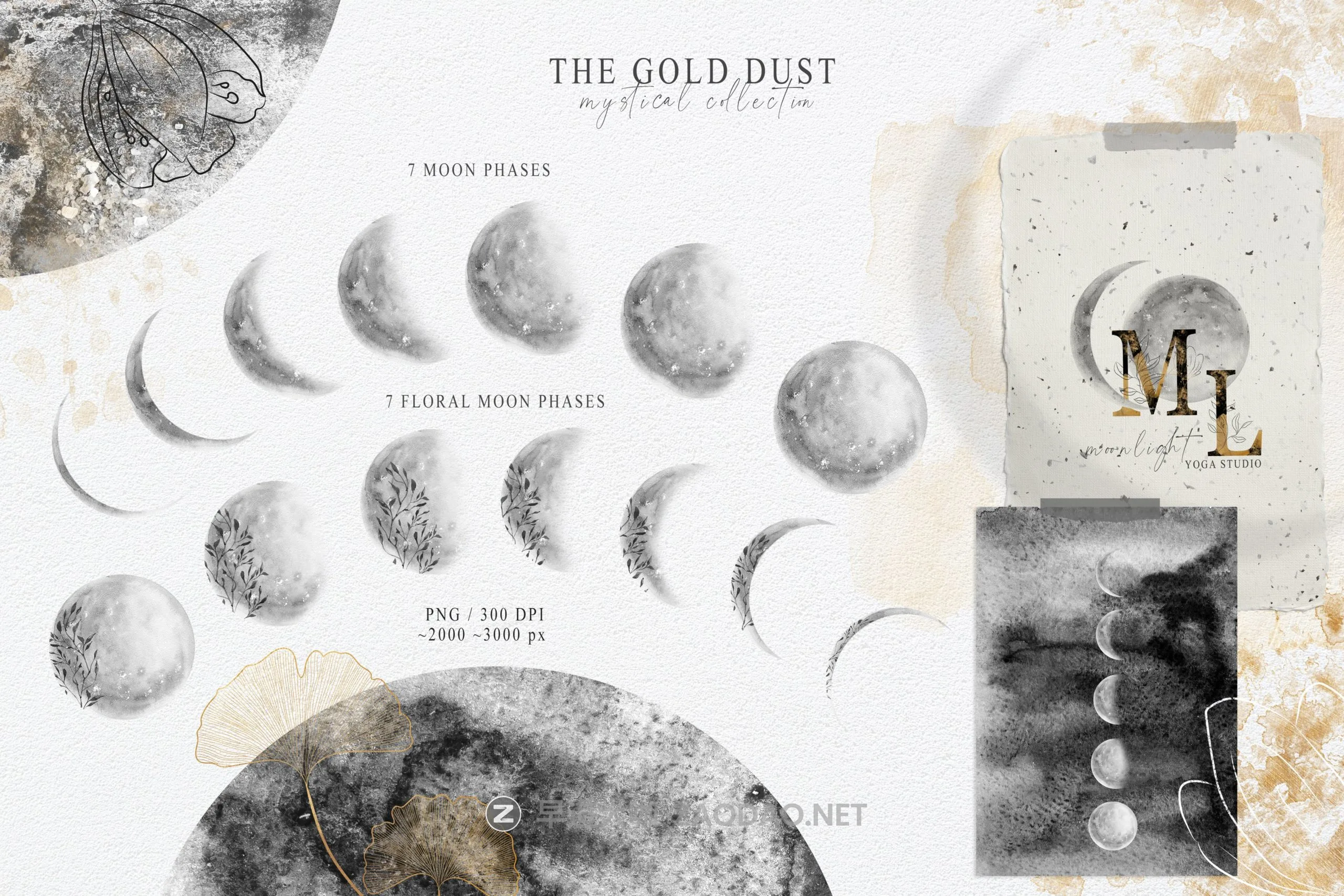 180款优雅水墨水彩金粉金色花卉树木动物线条背景图案图片设计素材 Watercolor The Gold Dust Collection插图9 180款优雅水墨水彩金粉金色花卉树木动物线条背景图案图片设计素材 Watercolor The Gold Dust Collection插图9