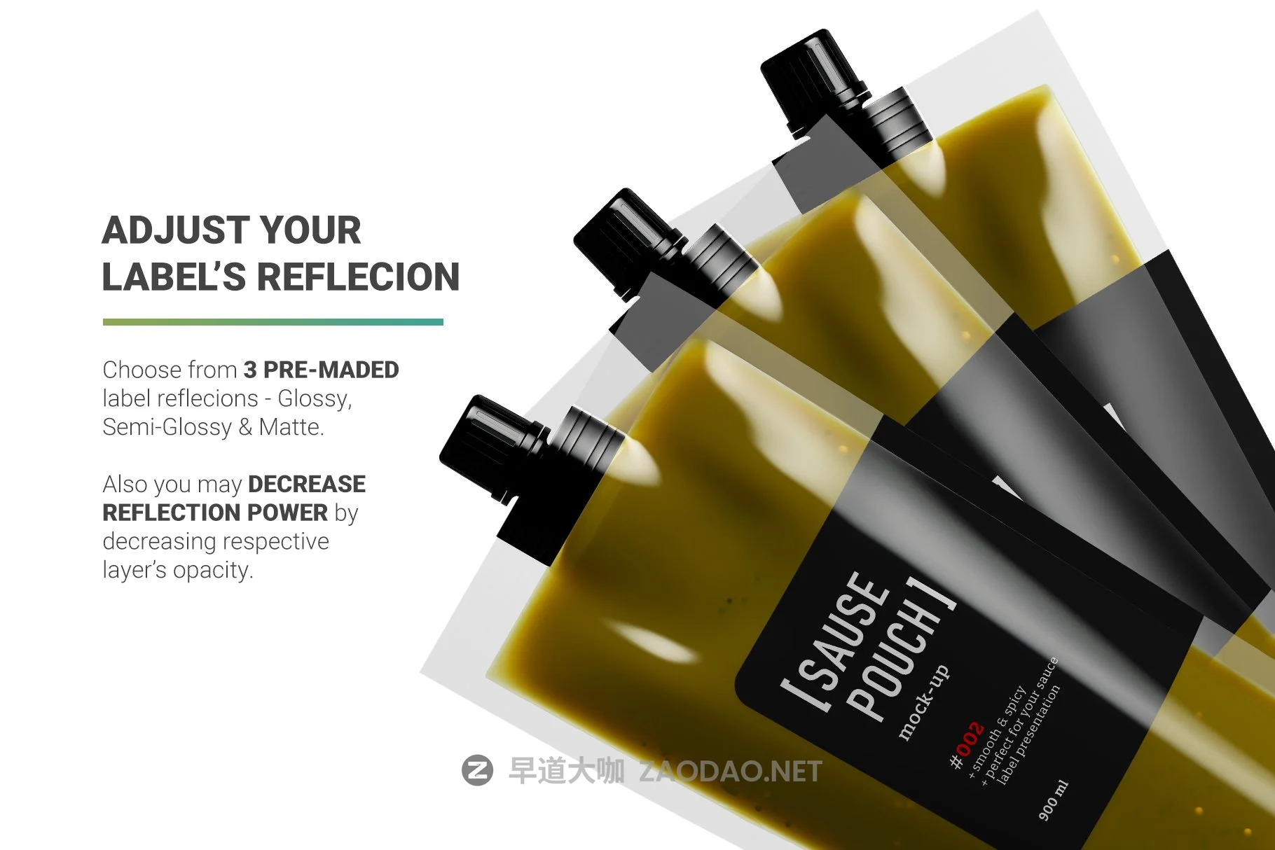烧烤调料酱塑料包设计PS贴图样机模板素材 Sauce Doypack Pouch Mockup插图3 烧烤调料酱塑料包设计PS贴图样机模板素材 Sauce Doypack Pouch Mockup插图3