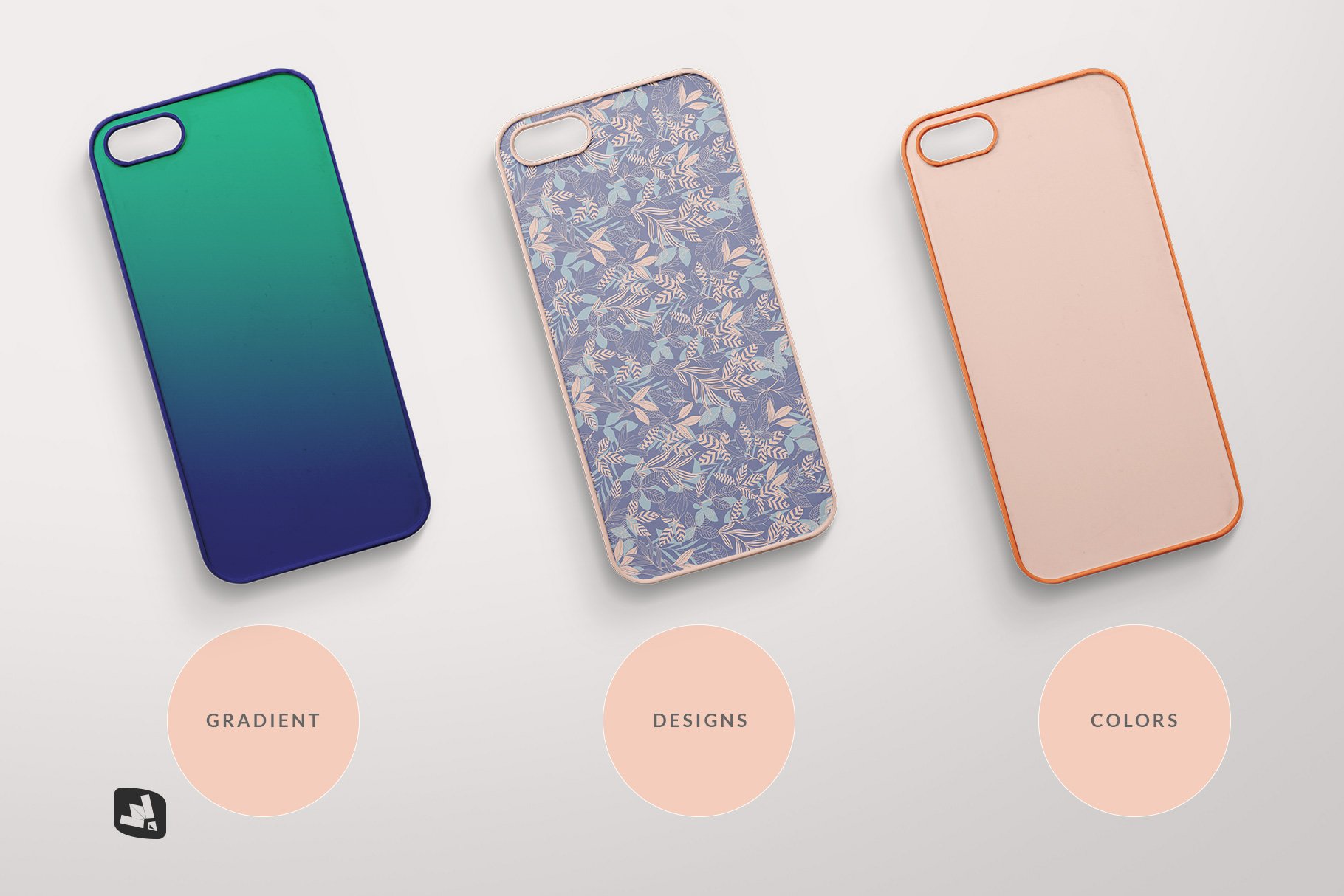 时尚顶视图苹果手机壳外观设计展示贴图样机 top view phone case