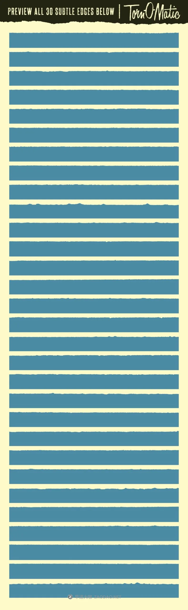 50款潮流撕纸毛边笔刷动作背景图片设计素材套件 Torn-O-Matic Edge Modification Kit插图1 50款潮流撕纸毛边笔刷动作背景图片设计素材套件 Torn-O-Matic Edge Modification Kit插图1