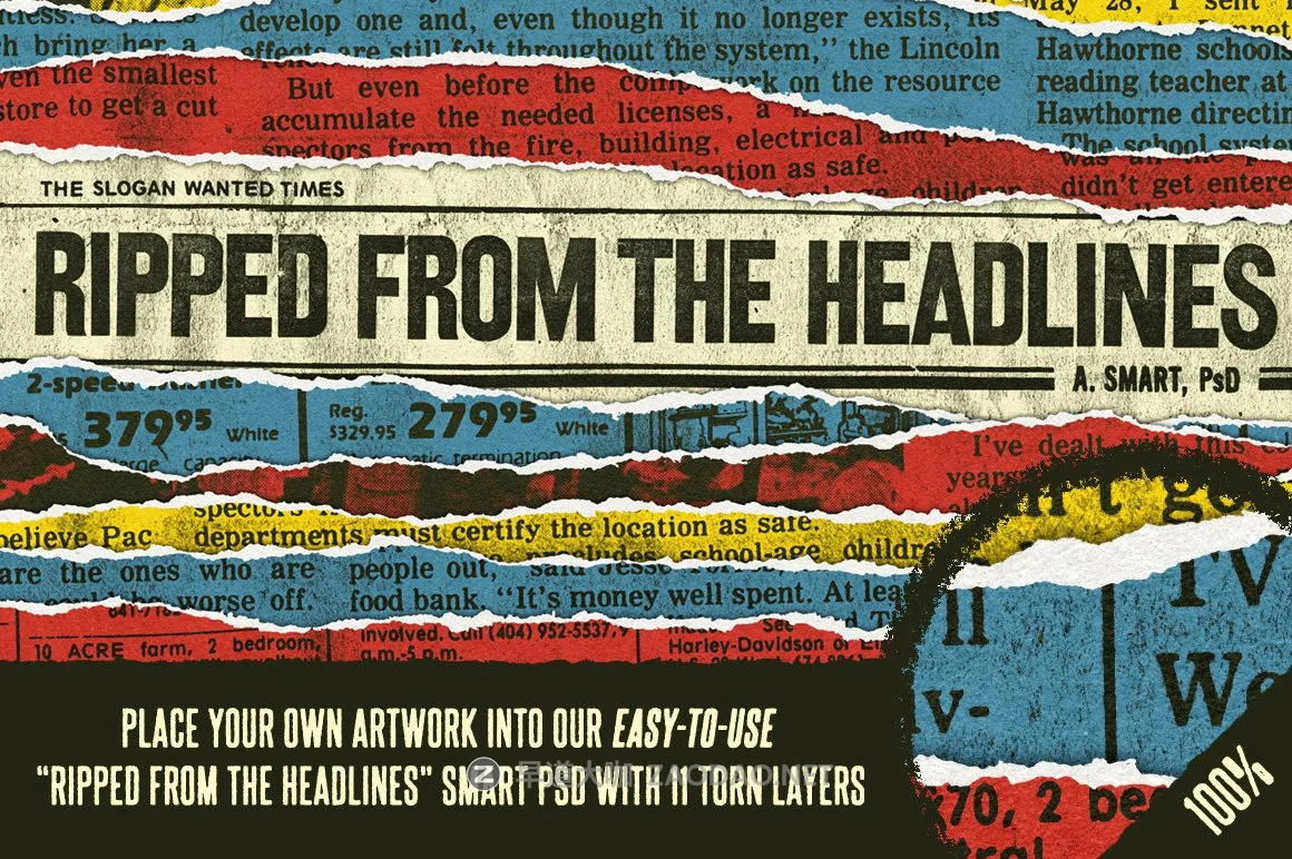 50款潮流撕纸毛边笔刷动作背景图片设计素材套件 Torn-O-Matic Edge Modification Kit插图2 50款潮流撕纸毛边笔刷动作背景图片设计素材套件 Torn-O-Matic Edge Modification Kit插图2