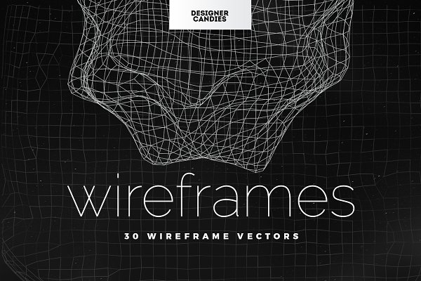 30款抽象3D网格波形线框装饰纹理背景矢量设计素材 30 Wireframe Vectors Pack