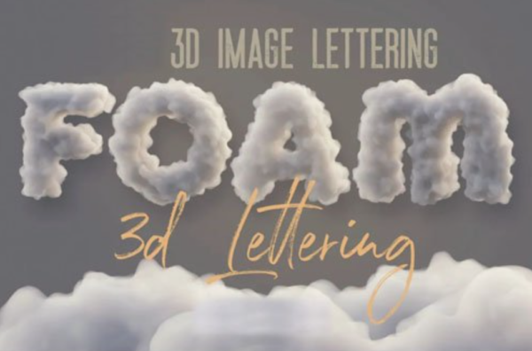 白云云彩3D立体效果大写字母PNG图片设计素材 Foam Style A-Z Letters – 3D Image Lettering