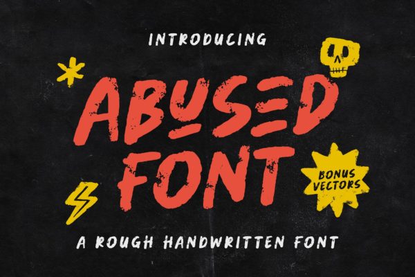 潮流粗糙手写杂志海报品牌Logo标题英文字体设计素材 Abused Font
