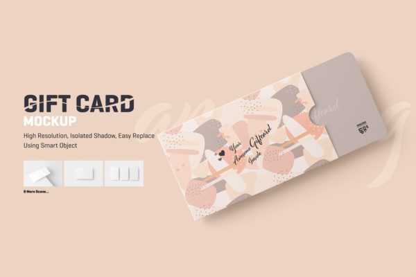 11款名片礼品卡设计展示贴图样机模板 Gift Card Mockup