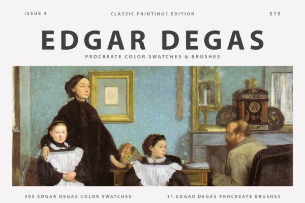 复古丙烯酸艺术绘画效果Procreate笔刷色板设计素材 Edgar Degas Art Procreate Brushes