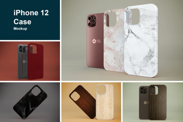 5款苹果iPhone 12手机壳设计展示贴图样机 iPhone 12 Case Mockup