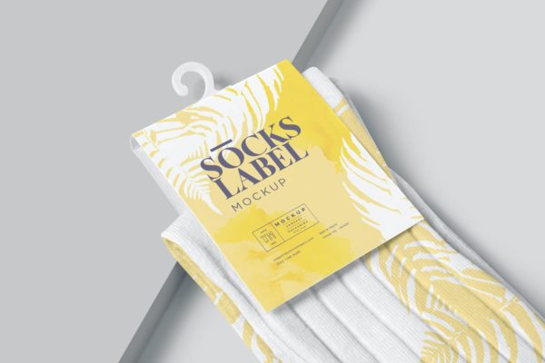 8款长装袜子印花图案设计展示贴图样机 Socks Label Mockups