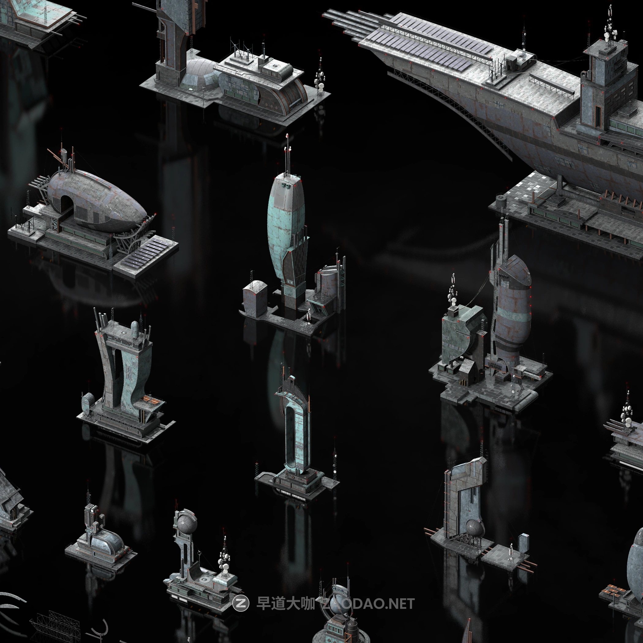 超炫酷未来科幻电影游戏浮动城市建筑3D模型设计素材 Kitbash3D – Heavy Metal插图8 超炫酷未来科幻电影游戏浮动城市建筑3D模型设计素材 Kitbash3D – Heavy Metal插图8