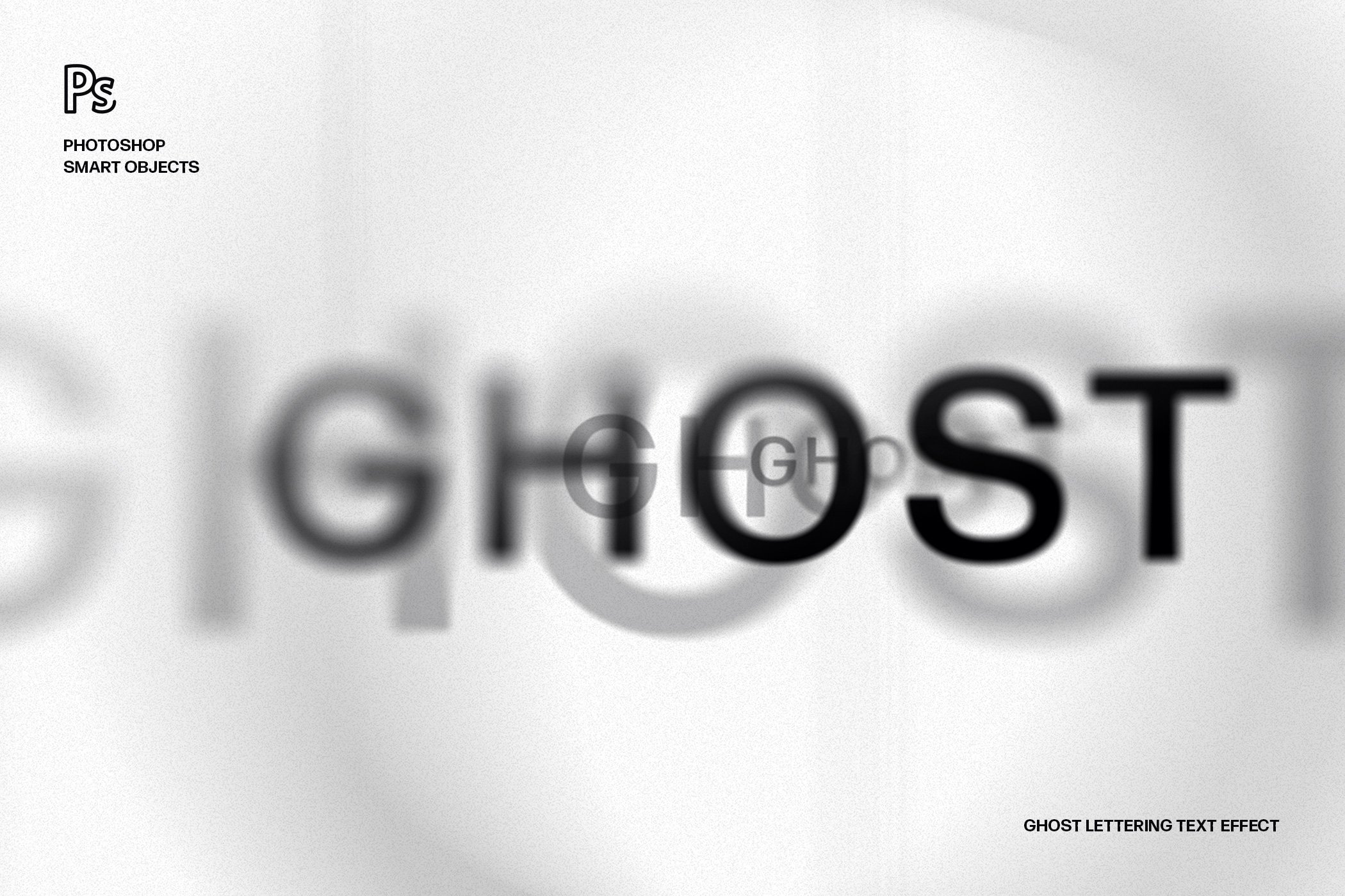 创意抽象未来科幻模糊logo字体设计ps样式素材模板 ghost lettering