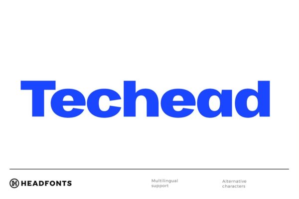时尚科技感海报标题Logo设计无衬线英文字体素材 Techead Typeface Font For Technology Startup