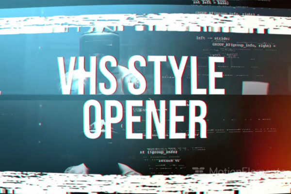 潮流像素故障风标题徽标Logo设计AE视频模板素材 VHS Style Opener