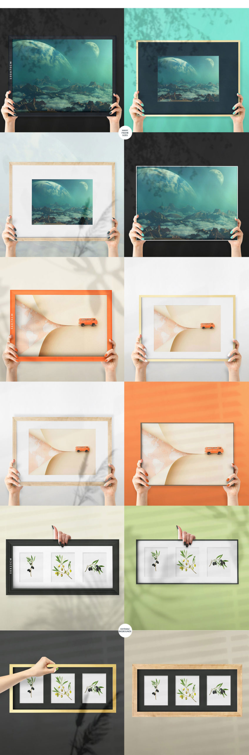 流行海报相片设计展示手持相框镜框PS贴图样机合集 The Frames vol.2 Mockups Set插图2